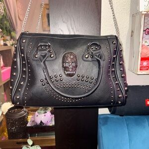 Black Studded Skull Handbag